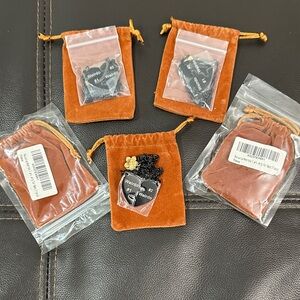 Black Weirdo Necklace Best Friend with Velvet Pouches lot of 5 stocking stuffers